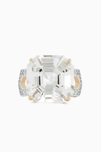 Asscher-cut Topaz & Diamond Ring in 14kt Gold
