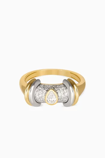 Warrior Full Diamond Ring in 18kt Yellow Gold