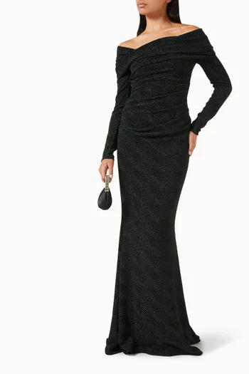 One-shoulder Gathered Maxi Dress