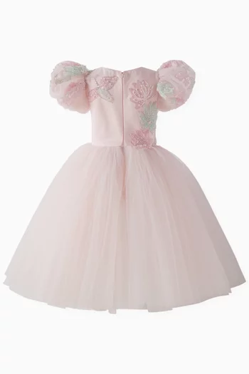 Floral Dress in Layered Tulle