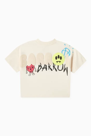 Scribble-print Crew Neck T-shirt in Cotton