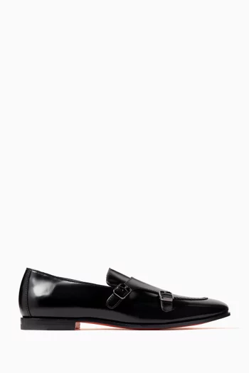 Double Monk Loafers in Leather