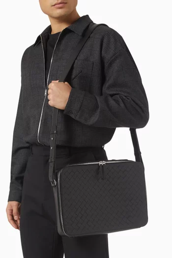 Getaway Slim Briefcase in Intrecciato Leather