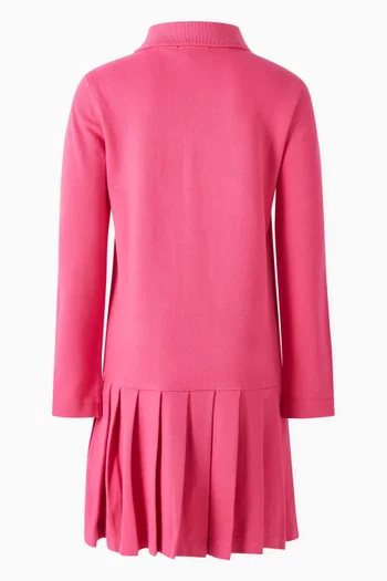 Pleated Polo Dress in Stretch Mesh