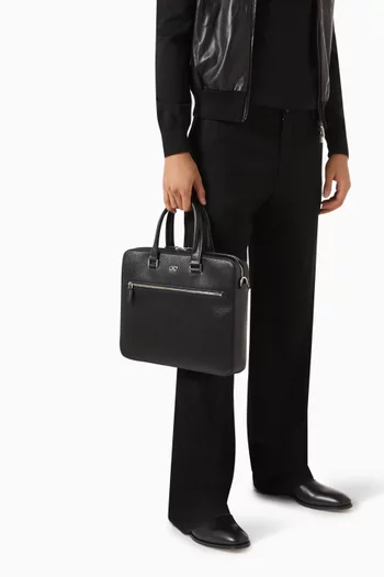 Gancini Briefcase in Hammered Leather