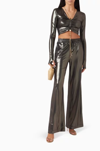 Michela Crop Top in Laminated Jersey