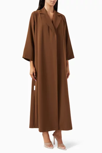 Notched-collar Abaya in Polycrepe