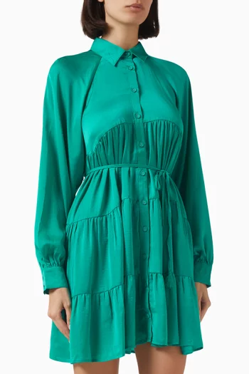 Emma Mini Shirt Dress in Satin