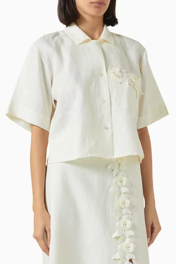 Rosebud-lace Camp Shirt in Linen