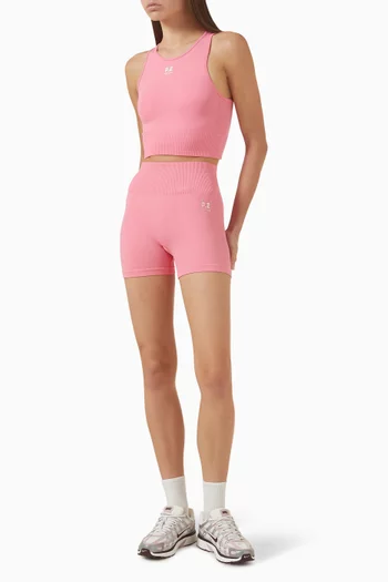 بلوزة ريستور بدون أكمام وحياكة نايلون مطاطي