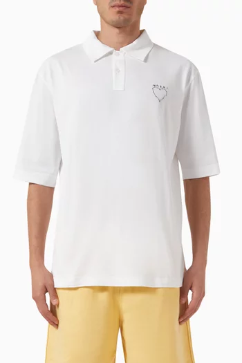 Graphic-print Polo Shirt in Organic Cotton-jersey