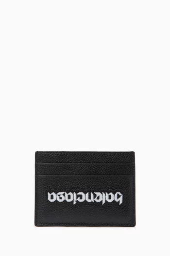 Reversed Logo Cash Card Holder in Grained Leather