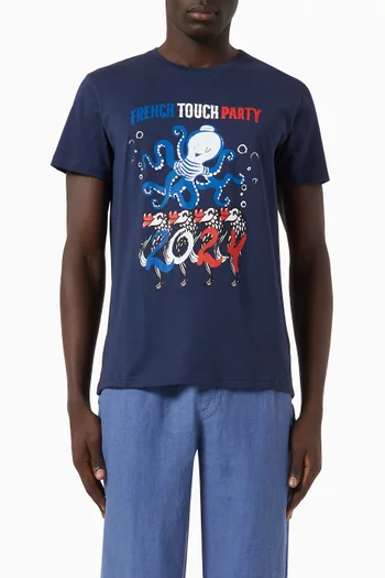 French Riviera Print T-shirt in Organic Cotton
