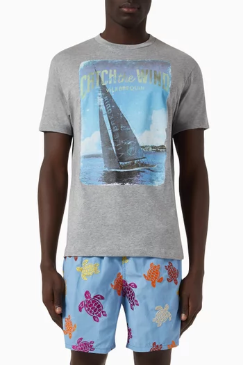 Sailboat-print T-shirt in Cotton
