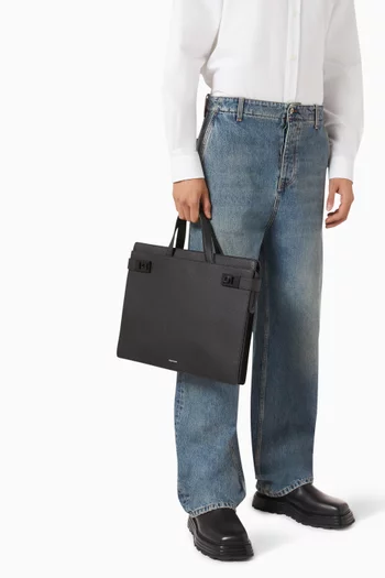Slim Briefcase in Hammered Leather