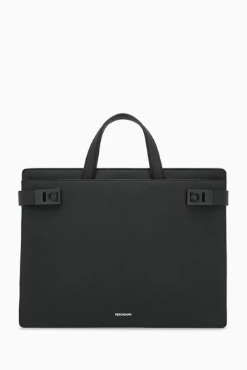 Slim Briefcase in Hammered Leather