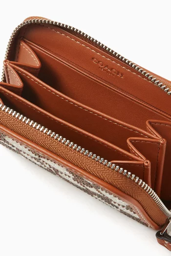Small Zip Around Card Case in Crystal Signature Jacquard