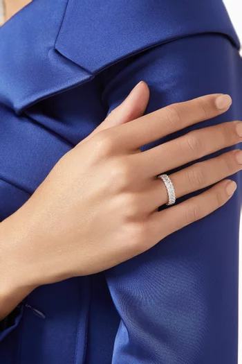 Matrix Crystal Band Ring in Rhodium-plated Metal