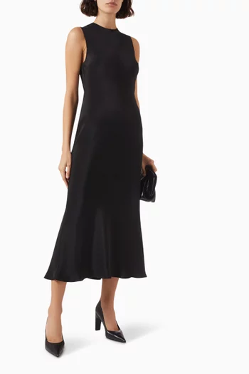 Bias-cut Sleeveless Midi Dress in Silk