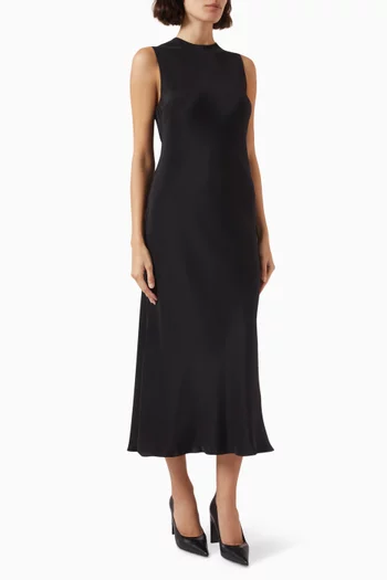 Bias-cut Sleeveless Midi Dress in Silk