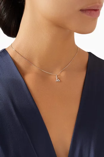 Arabic Letter Zaa ظ Diamond Charm in 18kt White Gold