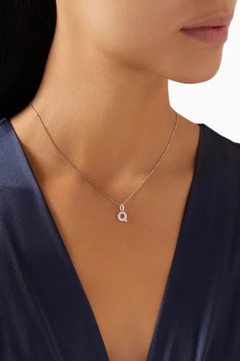 Letter 'Q' Diamond Charm in 18kt White Gold