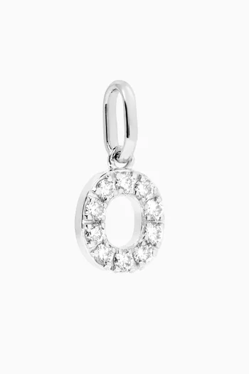 Letter 'O' Diamond Charm in 18kt White Gold