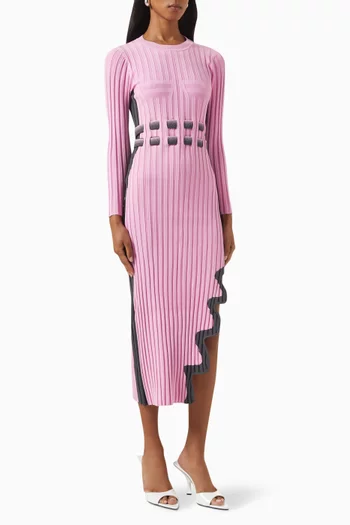 Aster Wavy-slit Midi Dress in Stretch Viscose