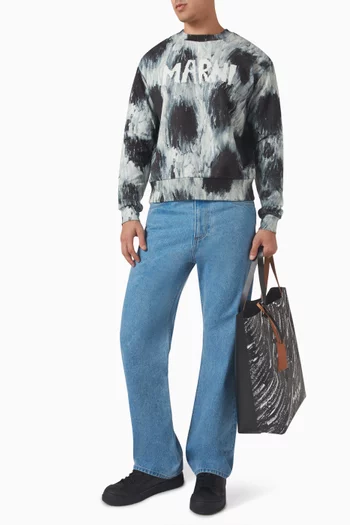 Scribble-Logo Tie Dye Sweatshirt in Cotton