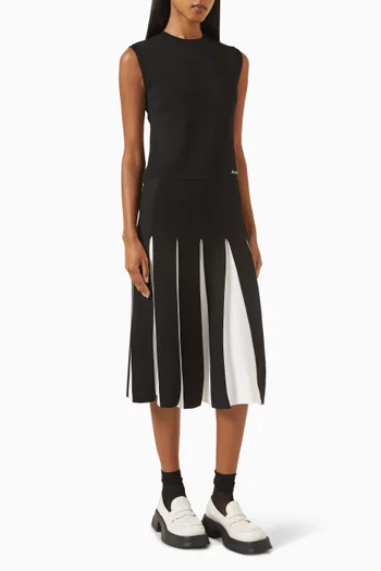 Logo Pleated Skirt Midi Dress