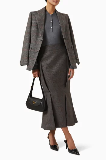 Prince Of Wales Midi Skirt in Wool