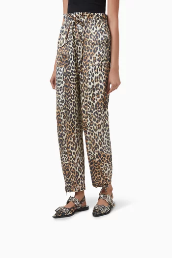 Buckle Leopard-print Ballet Flats in Satin