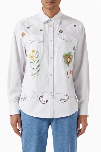 Floral Embroidered Western Shirt