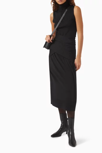 Draped Midi Dress in Wool Blend