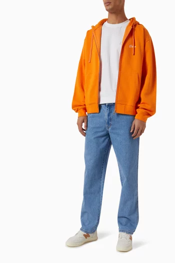 Cursive Small Logo Zip Hoodie in Cotton Jersey