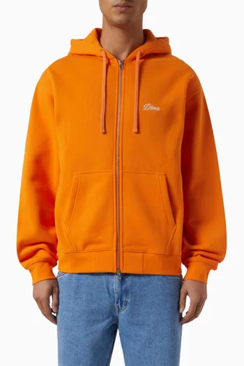 Cursive Small Logo Zip Hoodie in Cotton Jersey