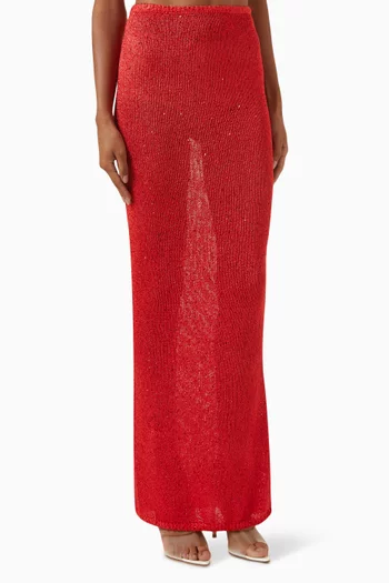 Carolina Sequin Maxi Skirt in Cotton Blend