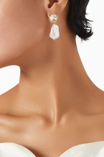 أقراط سولاي بلوفيو متدلية بحلية على شكل قطرة ماء نحاس مطلي ذهب عيار 18