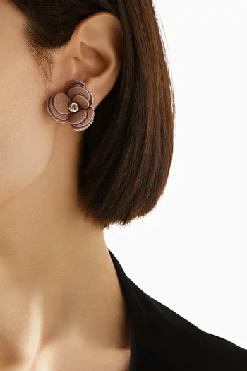 Rendez Vous Flower Clip-on Earrings in Leather