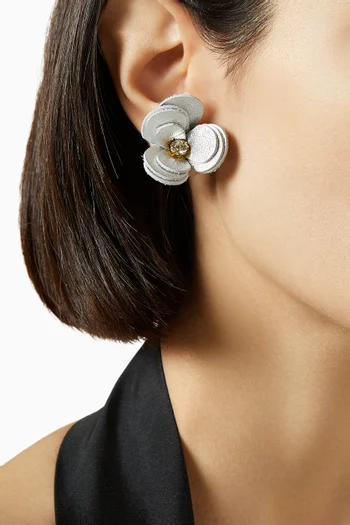 Rendez Vous Flower Clip-on Earrings in Leather
