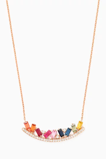 Noor Baguette Sapphires & Diamond Necklace in 18kt Rose Gold
