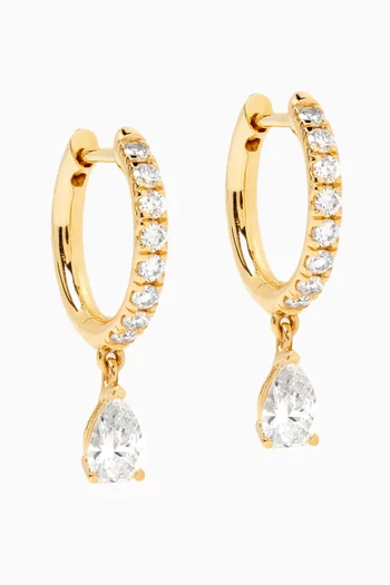 Pear Drop Diamond Hoop Earrings in 18kt Gold