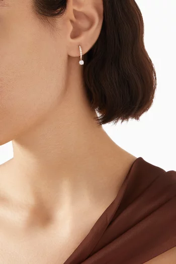 Round Drop Diamond Hoop Earrings in 18kt Gold