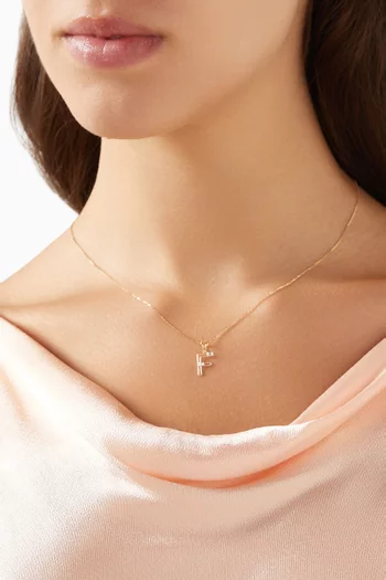 Letter 'F' Initial Pendant Necklace in 18kt Gold
