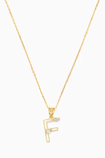 Letter 'F' Initial Pendant Necklace in 18kt Gold