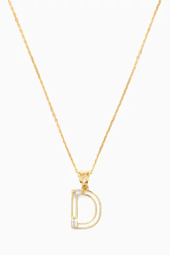Letter 'D' Initial Pendant Necklace in 18kt Gold