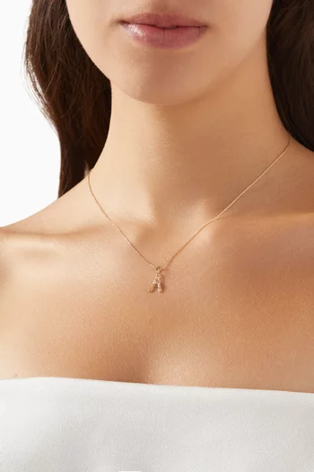 Letter 'A' Initial Pendant Necklace in 18kt Gold