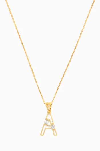 Letter 'A' Initial Pendant Necklace in 18kt Gold