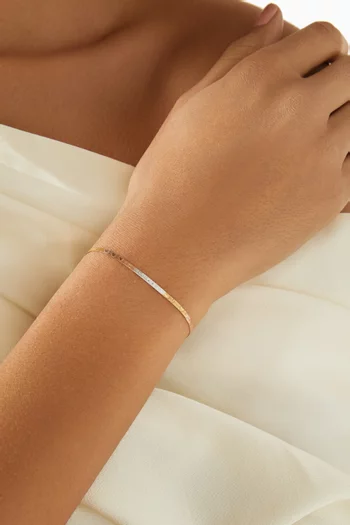 Three-tone Luxe Herringbone Chain Bracelet in 18kt Gold