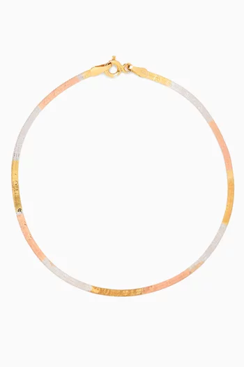 Three-tone Luxe Herringbone Chain Bracelet in 18kt Gold